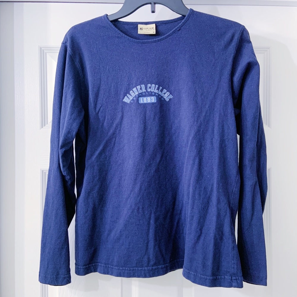 Navy Blue Crew Neck College Shirt